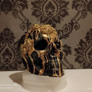Gold and Black Skull Art Decor
